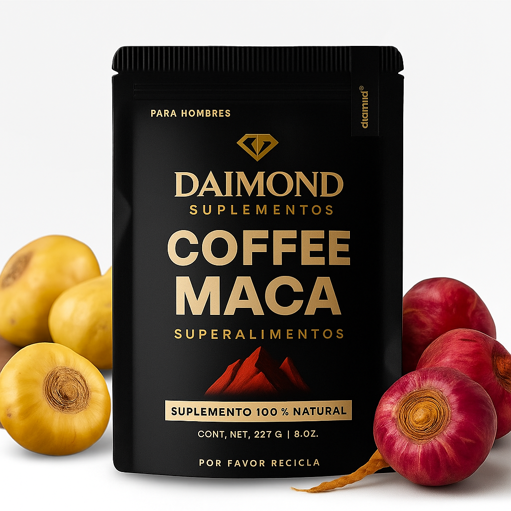 Café Molido con Raíz Peruana de Maca | Energía Adaptógena | Equilibrio Hormonal y Bienestar Mental | Tueste Medio-Oscuro Filtrado | 250 g – Diamond Supps Coffee Maca
