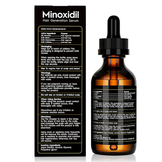 5% Minoxidil Hair Growth Serum Oil for Men and Women, Biotin Hair Serum, Safest Hair Regrowth Treatment, Prevent Scalp Hair Loss 60Ml / 2.11 Fl.Oz