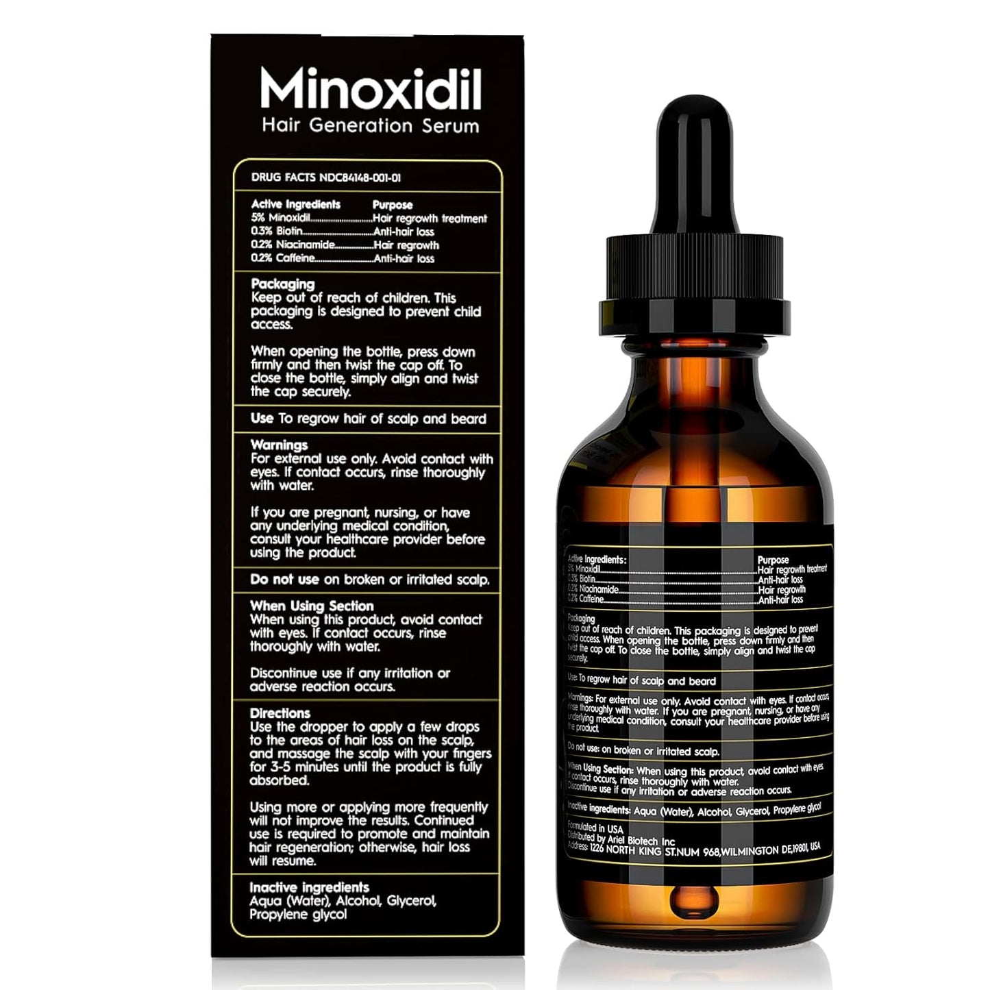 5% Minoxidil Hair Growth Serum Oil for Men and Women, Biotin Hair Serum, Safest Hair Regrowth Treatment, Prevent Scalp Hair Loss 60Ml / 2.11 Fl.Oz