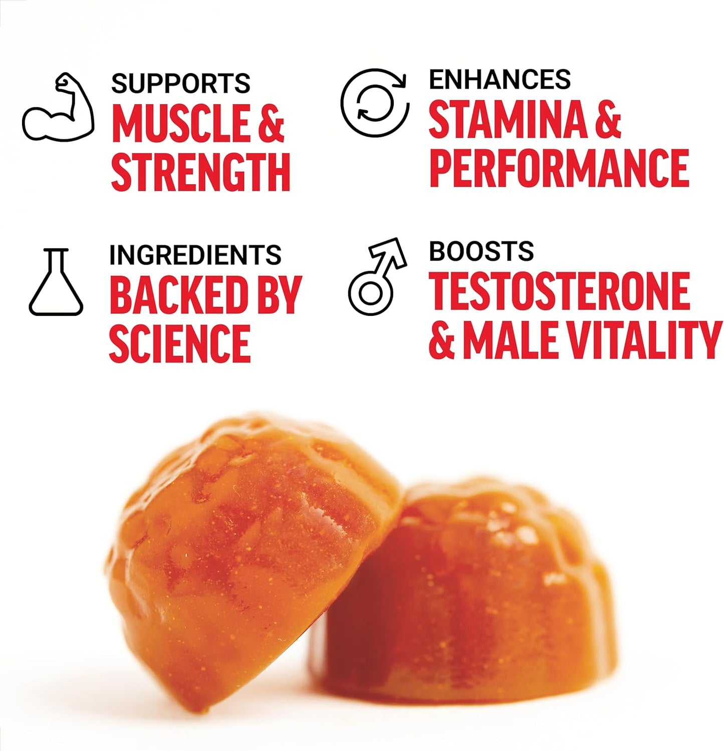 Test X180 Gummies Testosterone Booster for Men with Tongkat Ali, Horny Goat Weed, Tribulus Terrestris, Fenugreek, & Black Maca, Supplement Men, Berry Punch, 60 Gummies, 1-Pack