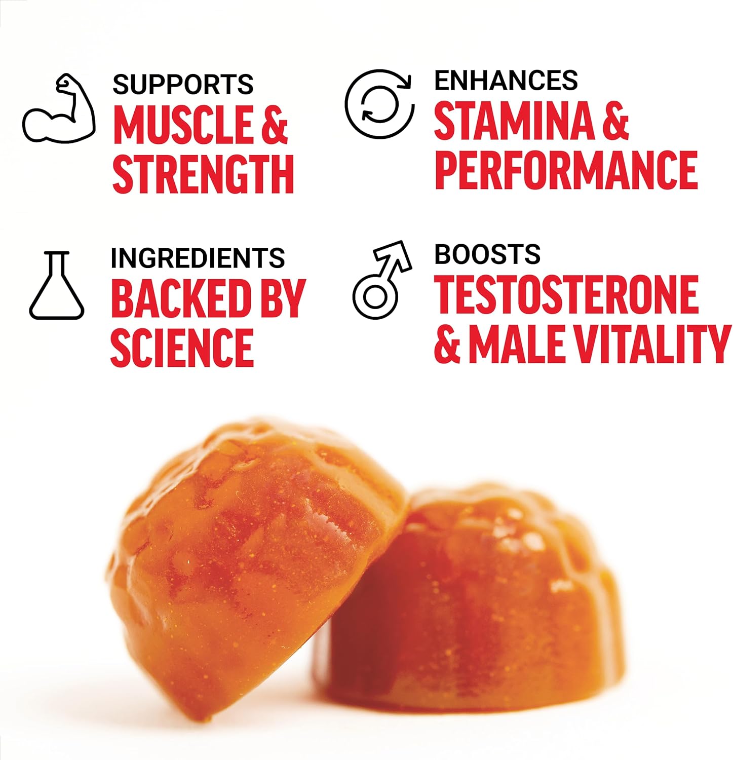 Test X180 Gummies Testosterone Booster for Men with Tongkat Ali, Horny Goat Weed, Tribulus Terrestris, Fenugreek, & Black Maca, Supplement Men, Berry Punch, 60 Gummies, 1-Pack