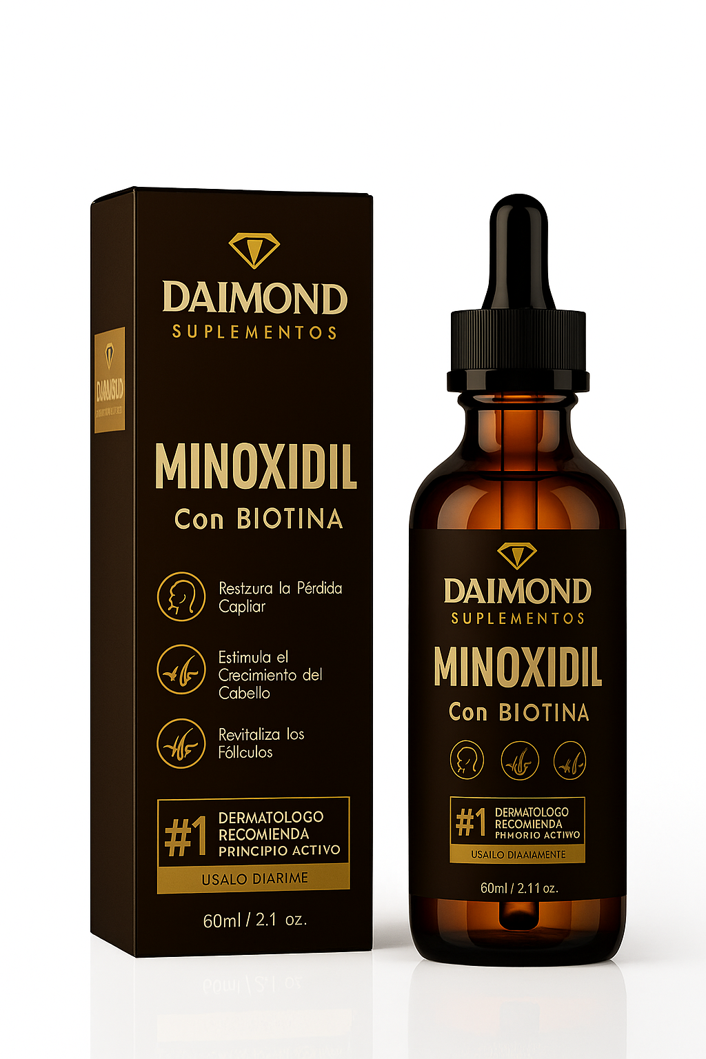 Diamond Supplements:
Fórmula potente de Crecimiento Capilar con Minoxidil al 5% para Hombres.