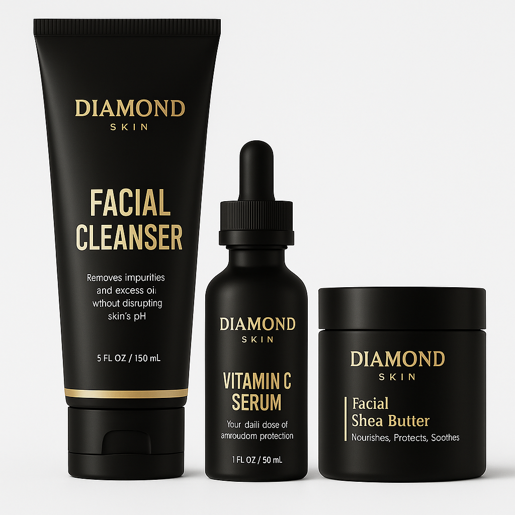 Diamond Supps — Diamond Skin Complete Men’s Care Kit | Ácido Hialurónico, Vitamina C, Limpiador Facial | Natural & Orgánico | Men-Owned Brand