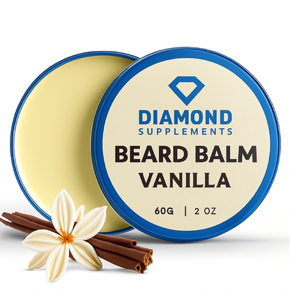 Bálsamo para Barba Diamond Supps – Acondicionador sin Enjuague | Estilo y Cuidado Masculino | Con Manteca Natural, Aceite de Argán y Jojoba (60 g, Vainilla)
