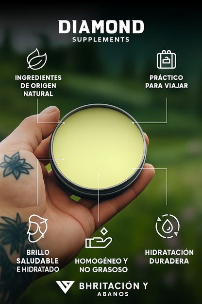 Bálsamo para Barba Diamond Supps – Acondicionador sin Enjuague | Estilo y Cuidado Masculino | Con Manteca Natural, Aceite de Argán y Jojoba (60 g, Vainilla)